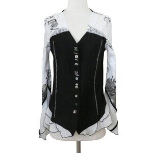 ELISA CAVALETTI distressed print sweater top sz M